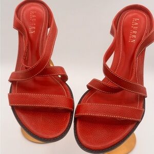 ❤️‍🔥 Lauren Ralph Lauren Strappy Red Leather Sandals